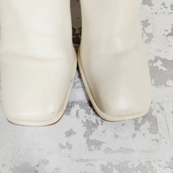 Sam Edelman Irie White Leather Slip On Block Heel Ankle Boots W488