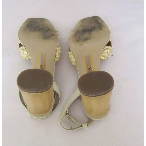 Sam Edelman Kacie Ankle Strap Sandals w Wood Block Heel Size 9M