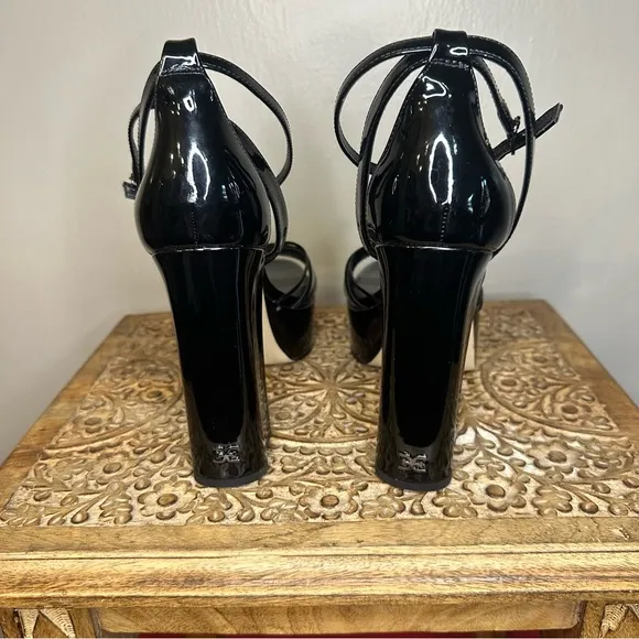 Sam Edelman Kamile Black Ankle Strap Platform Block Heels Sz 10