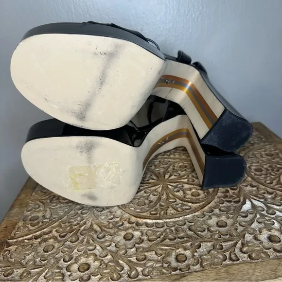 Sam Edelman Kamile Black Ankle Strap Platform Block Heels Sz 10