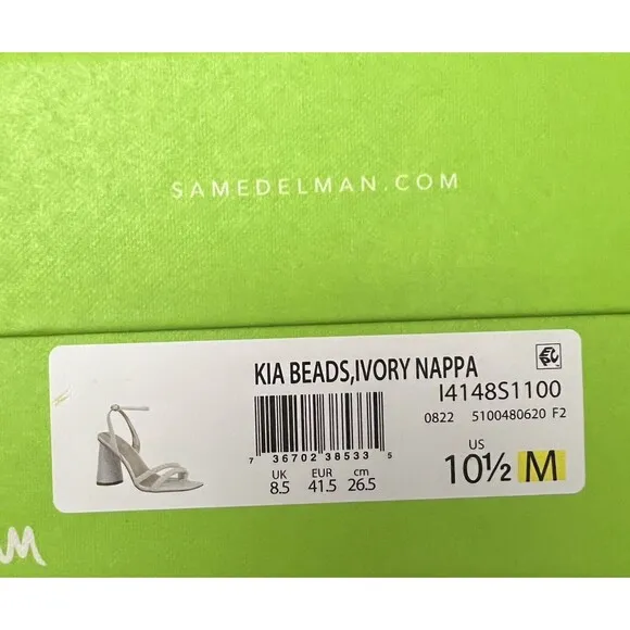 Sam Edelman Kia Beads Modern Ivory Ankle Strap Heel Women's Size 10.5 New in box