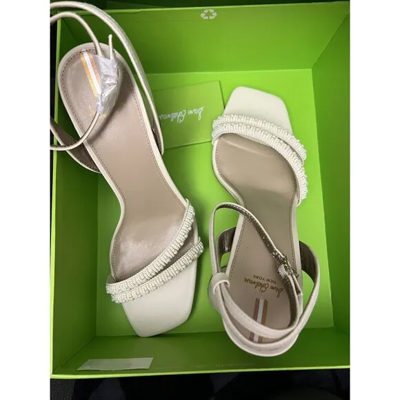 Sam Edelman Kia Beads Modern Ivory Ankle Strap Heel Women's Size 10.5 New in box