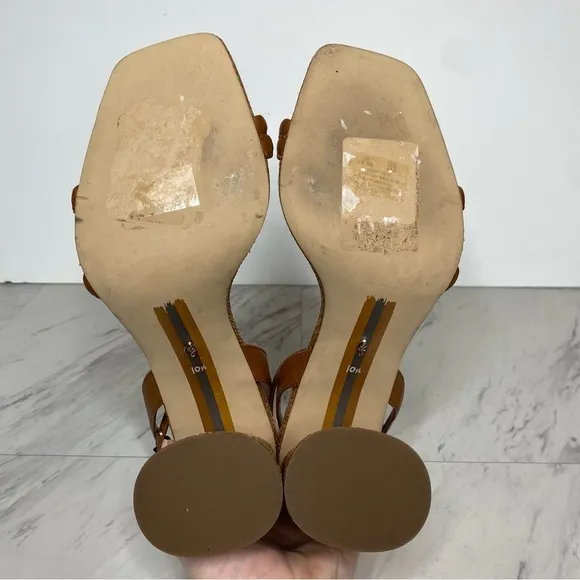 Sam Edelman Kia Brown Raffia Block Heel Sandal 10 1/2 M