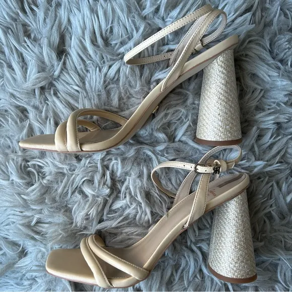 Sam Edelman Kia neutral beige block heel sandals women’s shoe size 10