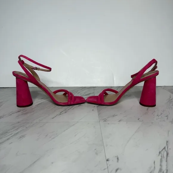 Sam Edelman Kia Pink Suede Block Heel Sandal 8 1/2 M