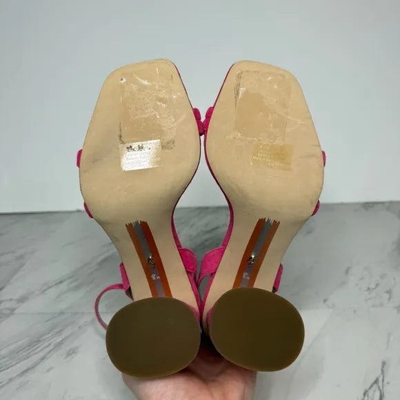 Sam Edelman Kia Pink Suede Block Heel Sandal 8 1/2 M