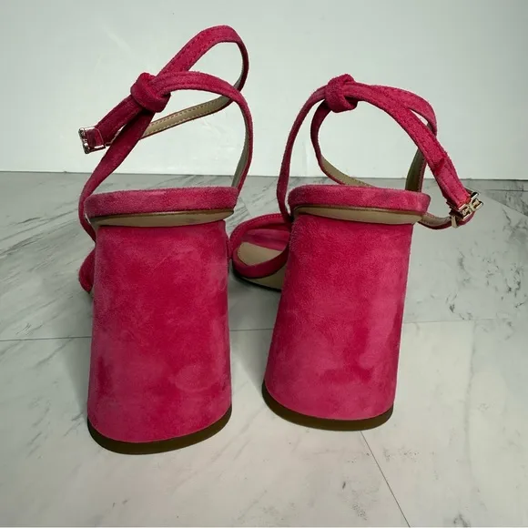 Sam Edelman Kia Pink Suede Block Heel Sandal 8 1/2 M