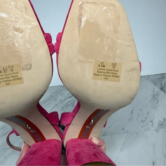 Sam Edelman Kia Pink Suede Block Heel Sandal 8 1/2 M