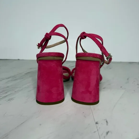 Sam Edelman Kia Pink Suede Block Heel Sandal 8 1/2 M