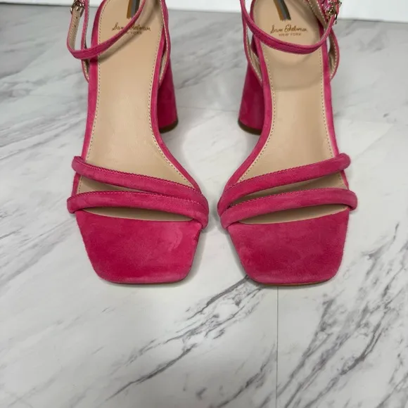Sam Edelman Kia Pink Suede Block Heel Sandal 8 1/2 M