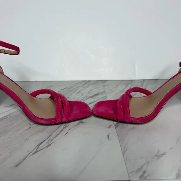 Sam Edelman Kia Pink Suede Block Heel Sandal 8 1/2 M