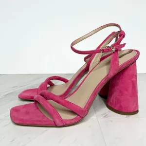 Sam Edelman Kia Pink Suede Block Heel Sandal 8 1/2 M
