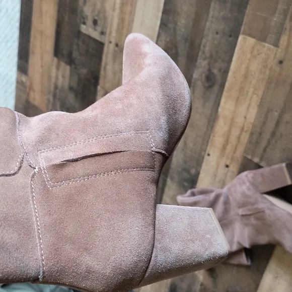 Sam Edelman Raddle Tan Leather Knee High Pointed Toe Block Heel Boots Sz 7 Women