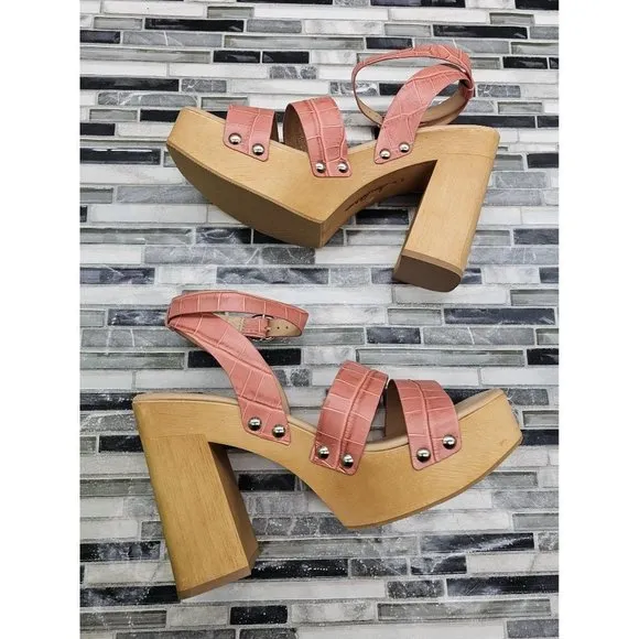 Sam Edelman Rosalind Terracotta Rose Women's Block Heel Sandals Size 9