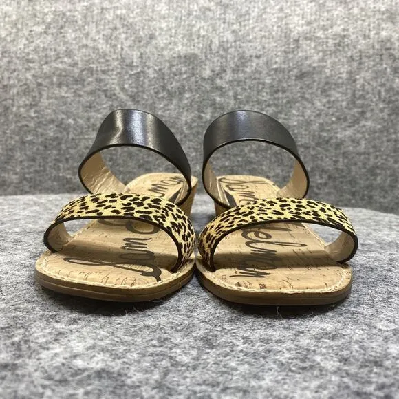 Sam Edelman Sandals Women's Size 11 Black Leather Fur Animal Print Wedge