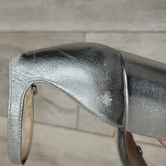 Sam Edelman Size 6 Silver Leather Daniella Block Heeled Sandal