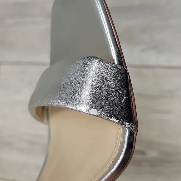 Sam Edelman Size 6 Silver Leather Daniella Block Heeled Sandal