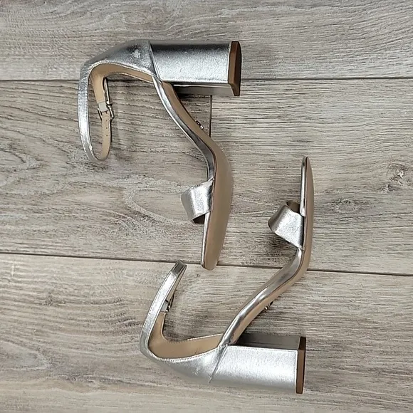 Sam Edelman Size 6 Silver Leather Daniella Block Heeled Sandal