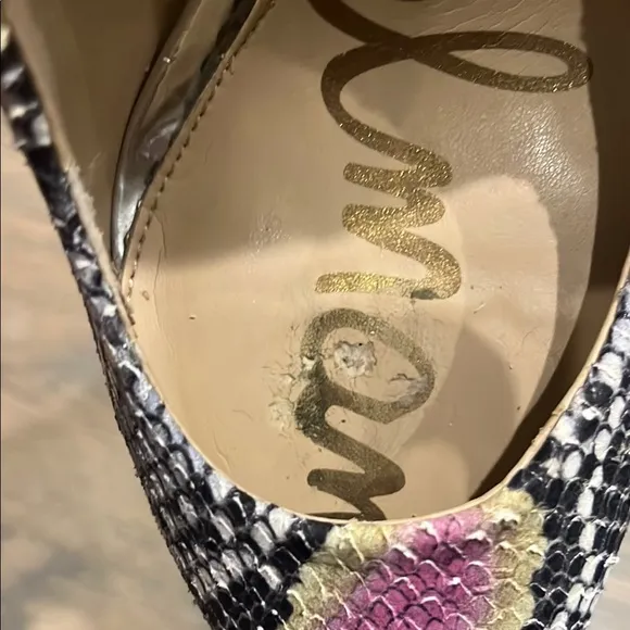 Sam Edelman Womens 6.5 Danna Lilac / Yellow Snake Print Pumps 4” Mob Wife