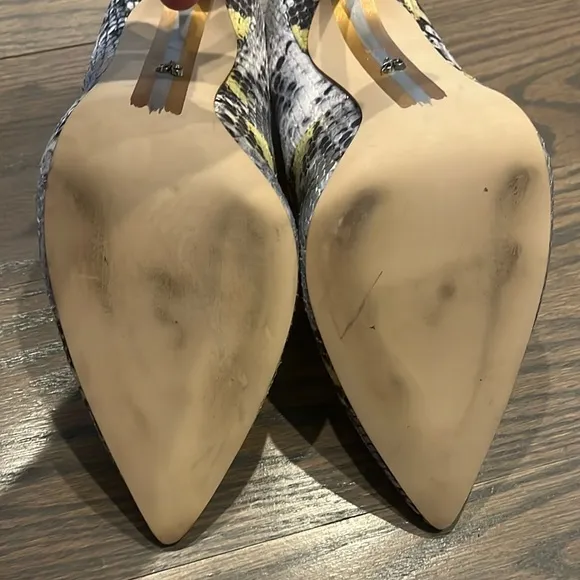 Sam Edelman Womens 6.5 Danna Lilac / Yellow Snake Print Pumps 4” Mob Wife