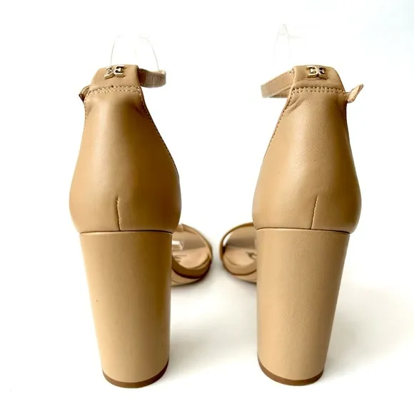Sam Edelman Yaro Ankle Strap High Heel Sandals Pumps Nude Tan Leather Size 9
