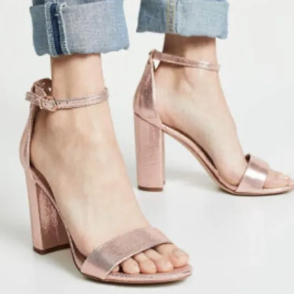 Sam Edelman Yaro Ankle Strap High Heel Sandals Pumps Nude Tan Leather Size 9