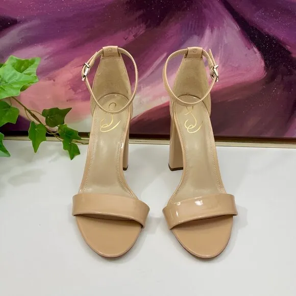 SAM EDELMAN Yaro Block Heel Sandal in Beige Size 10