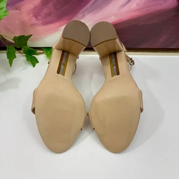 SAM EDELMAN Yaro Block Heel Sandal in Beige Size 10