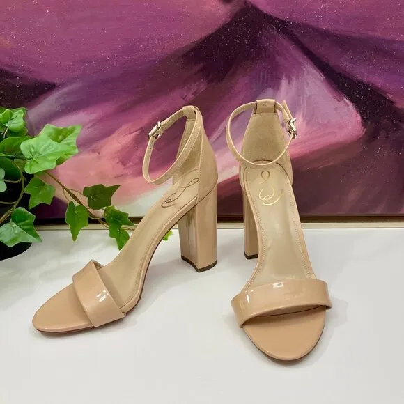 SAM EDELMAN Yaro Block Heel Sandal in Beige Size 10