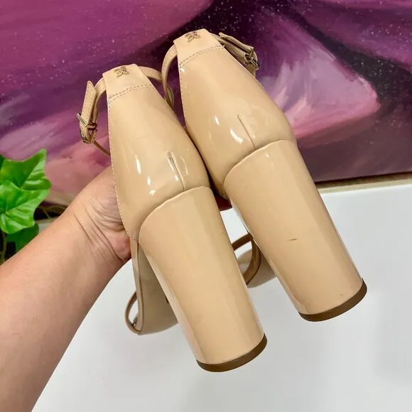 SAM EDELMAN Yaro Block Heel Sandal in Beige Size 10