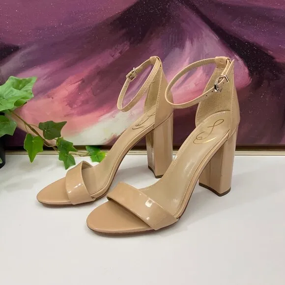 SAM EDELMAN Yaro Block Heel Sandal in Beige Size 10