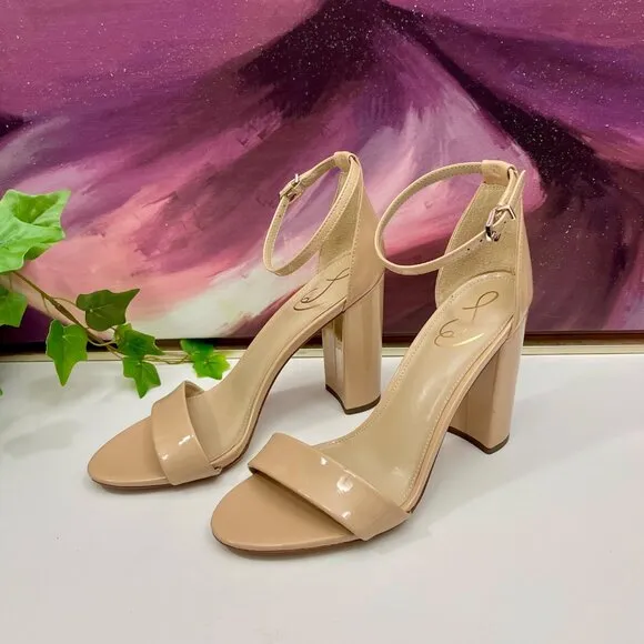 SAM EDELMAN Yaro Block Heel Sandal in Beige Size 10