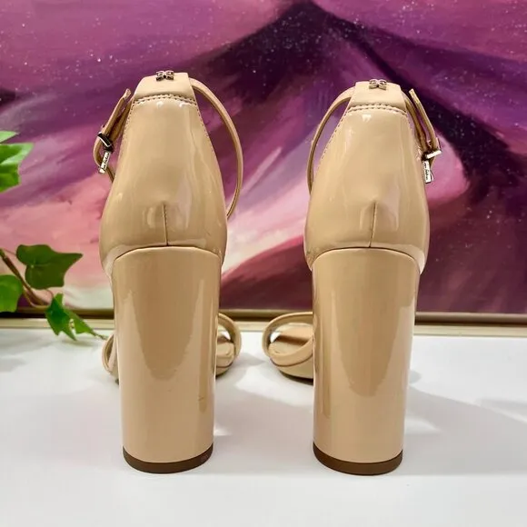 SAM EDELMAN Yaro Block Heel Sandal in Beige Size 9