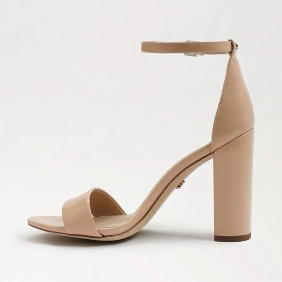 SAM EDELMAN Yaro Block Heel Sandal in Beige Size 9