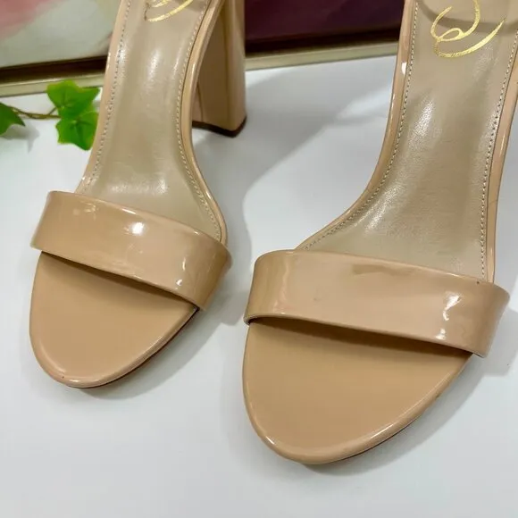 SAM EDELMAN Yaro Block Heel Sandal in Beige Size 9