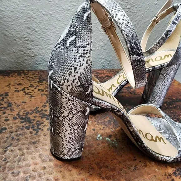 Sam Edelman Yaro Python-Embossed Leather Block-Heel Sandals                  538