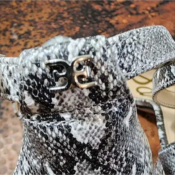 Sam Edelman Yaro Python-Embossed Leather Block-Heel Sandals                  538