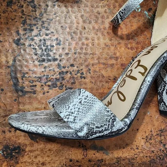 Sam Edelman Yaro Python-Embossed Leather Block-Heel Sandals                  538