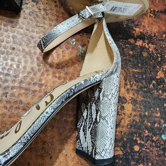 Sam Edelman Yaro Python-Embossed Leather Block-Heel Sandals                  538
