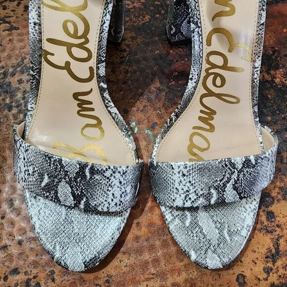 Sam Edelman Yaro Python-Embossed Leather Block-Heel Sandals                  538
