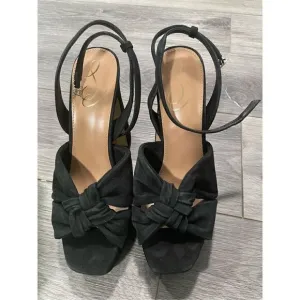Sam Edelman Kristen Black Suede Block Heel Ankle Strap Block Heeled Sandals 8.5
