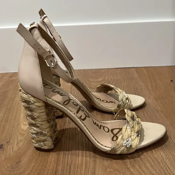 Sam EdelmanYoana Metallic Raffia High-Heel Sandals size‎ 8