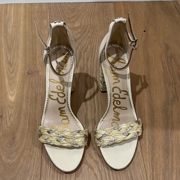 Sam EdelmanYoana Metallic Raffia High-Heel Sandals size‎ 8