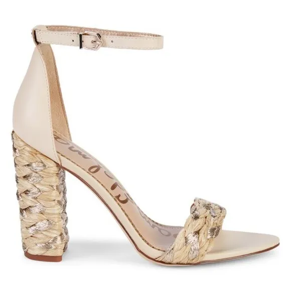 Sam EdelmanYoana Metallic Raffia High-Heel Sandals size‎ 8