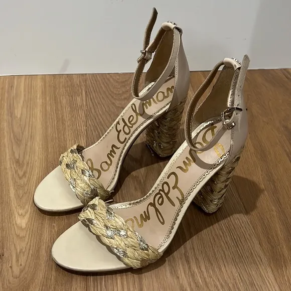 Sam EdelmanYoana Metallic Raffia High-Heel Sandals size‎ 8