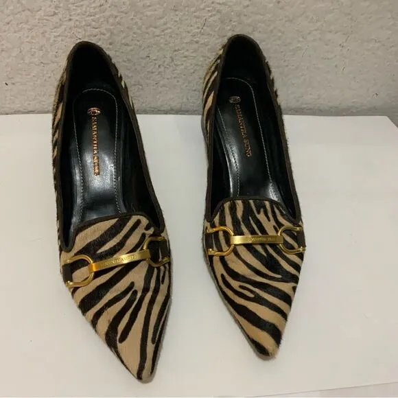 Samantha Sung  shoes low heels  calf hair animal print size 36.5