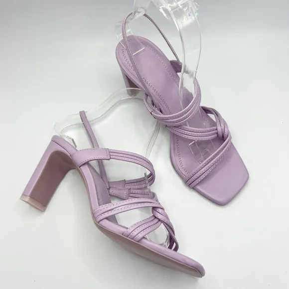 SANDRO Leather Slingback Sandals 70 Faye Size 37 EU in Purple Lavender