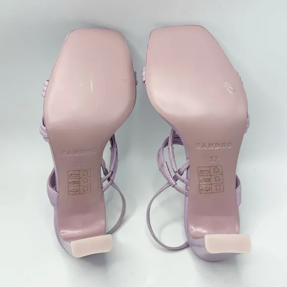 SANDRO Leather Slingback Sandals 70 Faye Size 37 EU in Purple Lavender