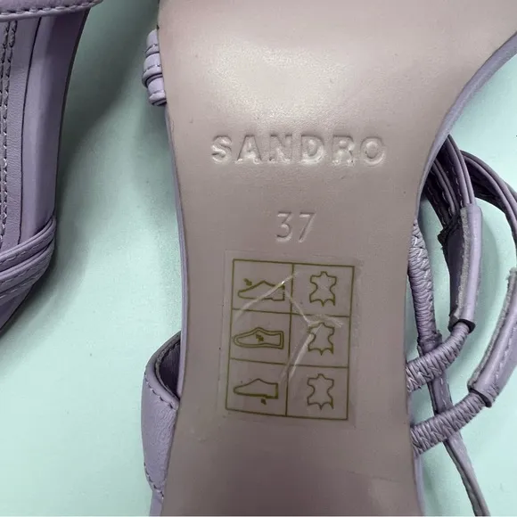 SANDRO Leather Slingback Sandals 70 Faye Size 37 EU in Purple Lavender