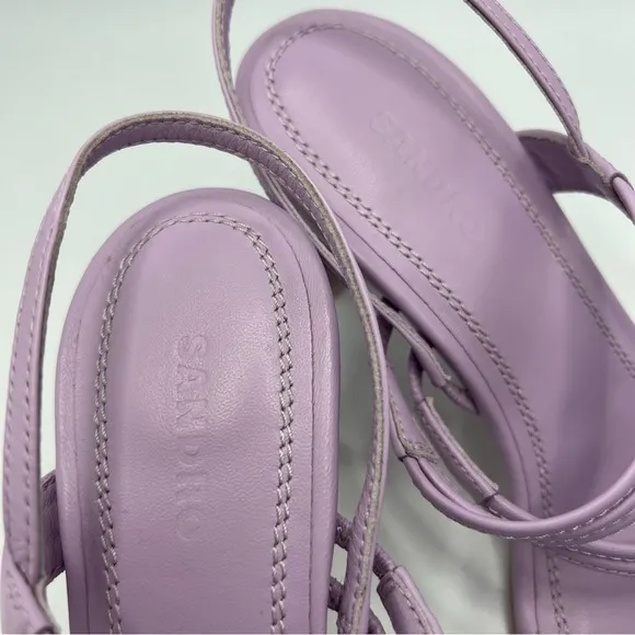 SANDRO Leather Slingback Sandals 70 Faye Size 37 EU in Purple Lavender